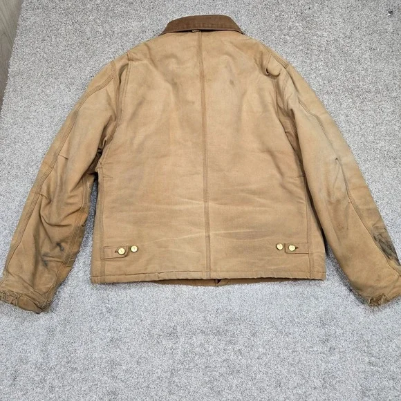 Vintage Carhartt Corduroy Collar Duck canvas Quilt Lined coat distressed men 2XL - Picture 4 of 8